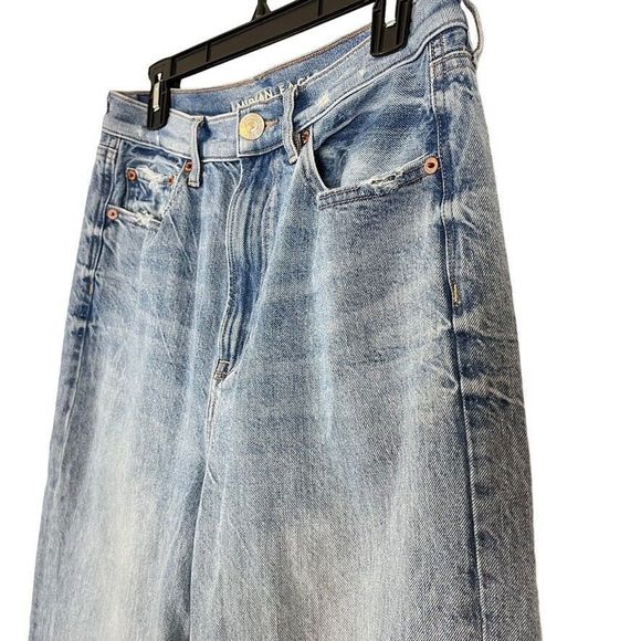 American Eagle Baggy Jean Womens Medium Wash High Rise Blue Jeans sz 10 Long - Picture 8 of 16